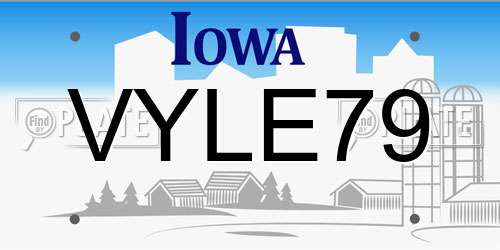 VYLE79 Iowa License Plate