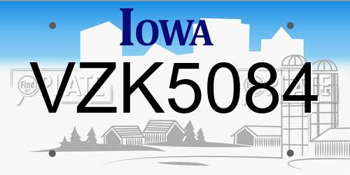VZK5084 Iowa License Plate
