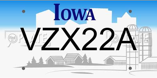 VZX22A Iowa License Plate