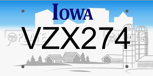 VZX274 Iowa License Plate