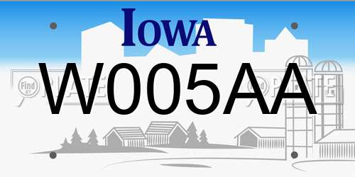 W005AA Iowa License Plate