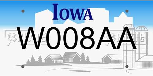 W008AA Iowa License Plate
