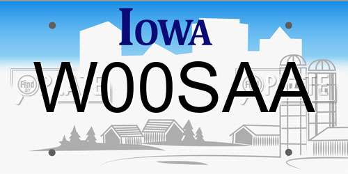 W00SAA Iowa License Plate