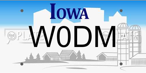W0DM Iowa License Plate