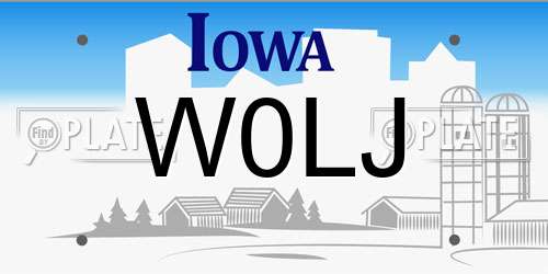 W0LJ Iowa License Plate