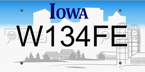 W134FE Iowa License Plate