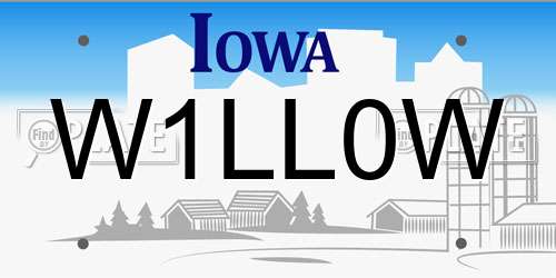 W1LL0W Iowa License Plate