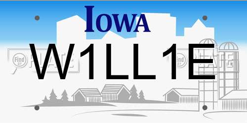 W1LL1E Iowa License Plate