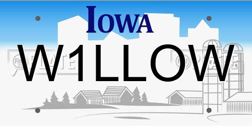 W1LLOW Iowa License Plate