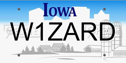 W1ZARD Iowa License Plate
