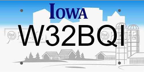 W32BQI Iowa License Plate