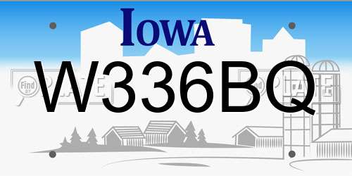 W336BQ Iowa License Plate