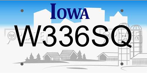W336SQ Iowa License Plate