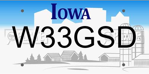 W33GSD Iowa License Plate