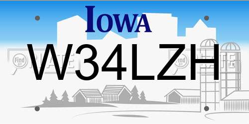 W34LZH Iowa License Plate