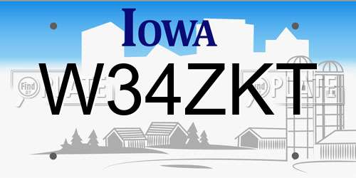 W34ZKT Iowa License Plate