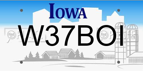 W37BOI Iowa License Plate