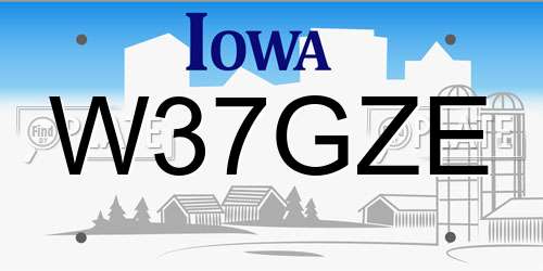 W37GZE Iowa License Plate