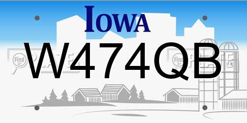 W474QB Iowa License Plate