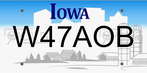 W47AOB Iowa License Plate