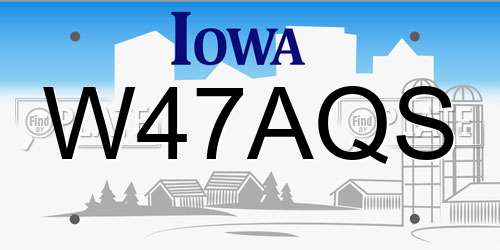 W47AQS Iowa License Plate