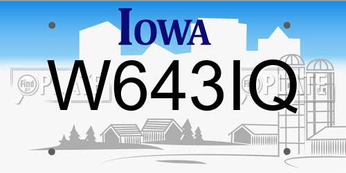 W643IQ Iowa License Plate