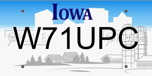 W71UPC Iowa License Plate