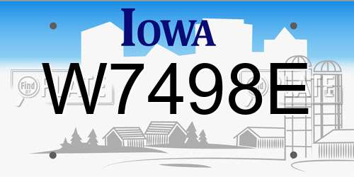 W7498E Iowa License Plate