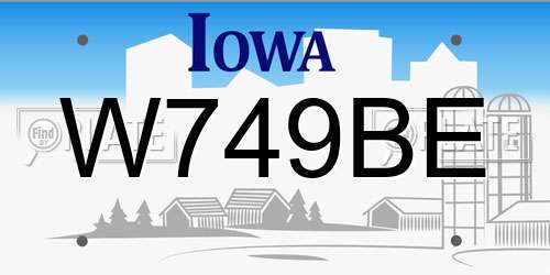 W749BE Iowa License Plate