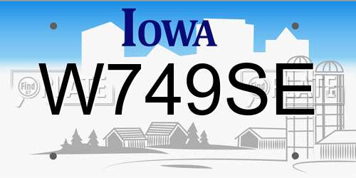 W749SE Iowa License Plate
