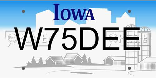 W75DEE Iowa License Plate