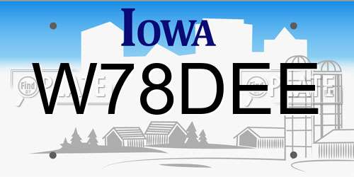 W78DEE Iowa License Plate