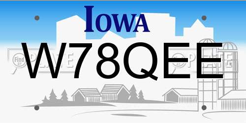W78QEE Iowa License Plate
