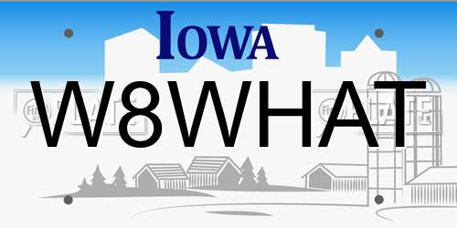 W8WHAT Iowa License Plate