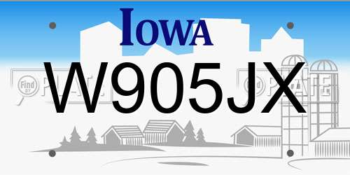 W905JX Iowa License Plate