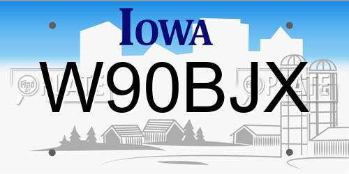 W90BJX Iowa License Plate