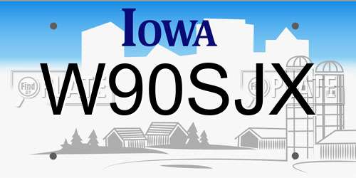 W90SJX Iowa License Plate