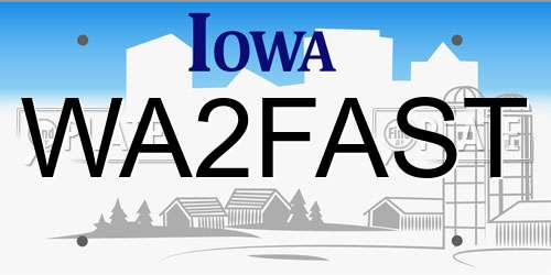 WA2FAST Iowa License Plate