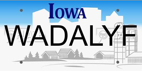 WADALYF Iowa License Plate