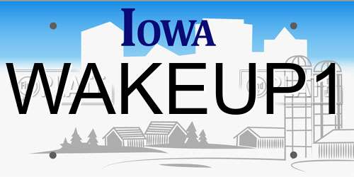 WAKEUP1 Iowa License Plate