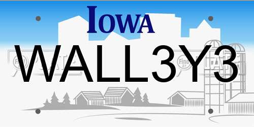 WALL3Y3 Iowa License Plate