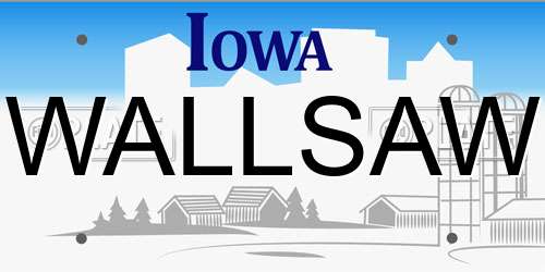 WALLSAW Iowa License Plate
