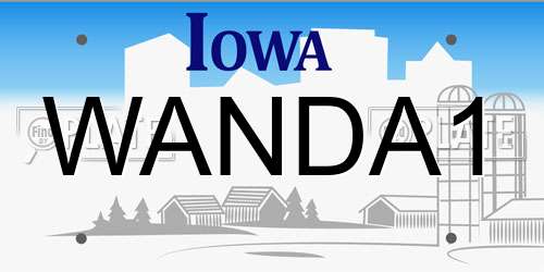 WANDA1 Iowa License Plate