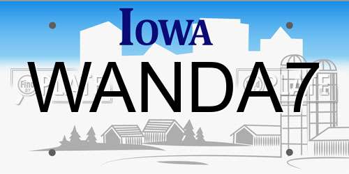 WANDA7 Iowa License Plate