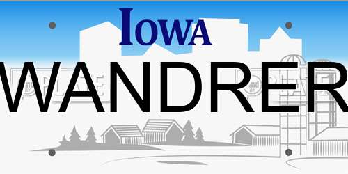 WANDRER Iowa License Plate