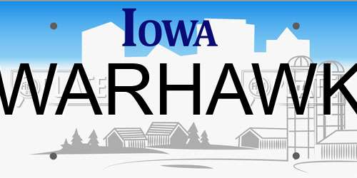 WARHAWK Iowa License Plate