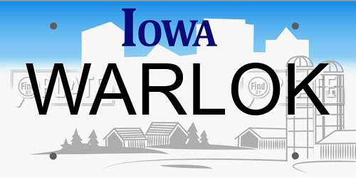 WARLOK Iowa License Plate