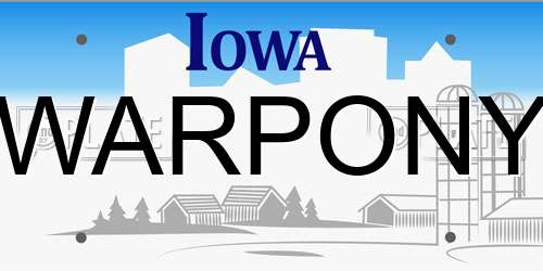 WARPONY Iowa License Plate