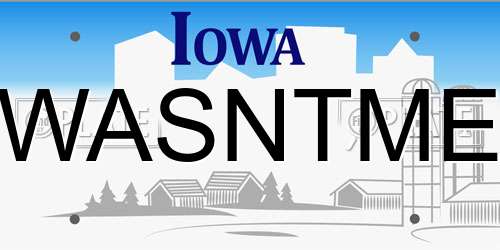 WASNTME Iowa License Plate