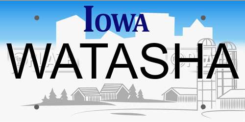 WATASHA Iowa License Plate